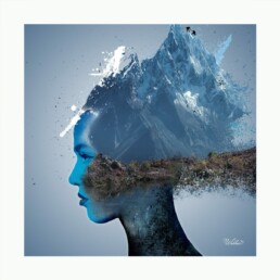 La femme glacier, une aventureuse, un roc, un sommet glacé.