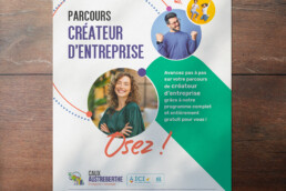 Communication institutionnelle : dépliant parcours créateur d'entreprise