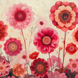 Pattern de jolies fleurs rouges, Midjourney V6